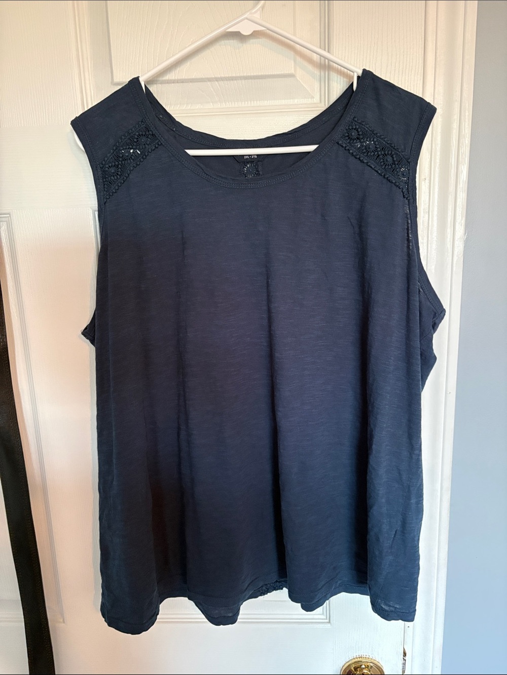 Denver Hayes Navy Crochet-Shoulder Tank